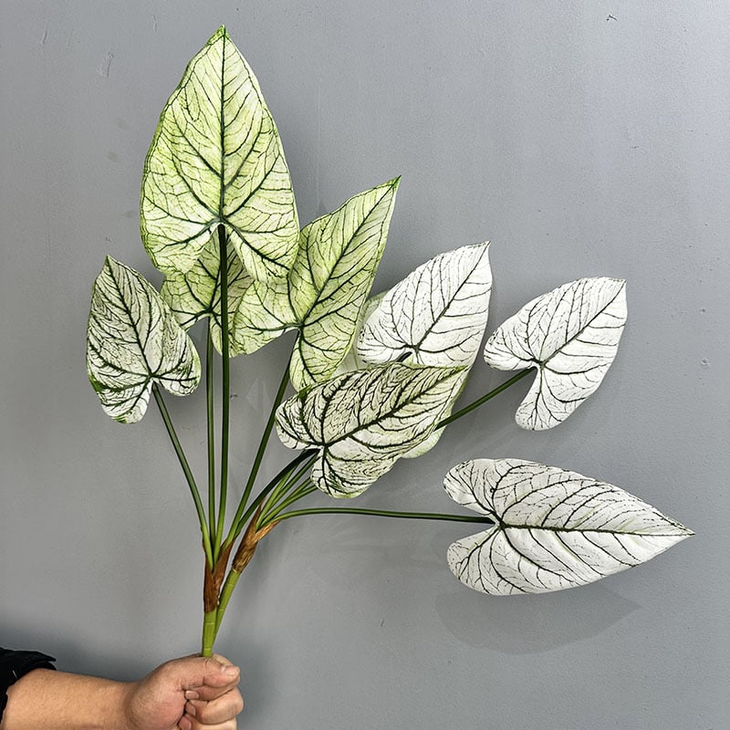 Umjetni buket zelena za zidnu dekoraciju s bijelim listovima palme, taro listovima i listovima jabuke, materijal listova za hidroponiju