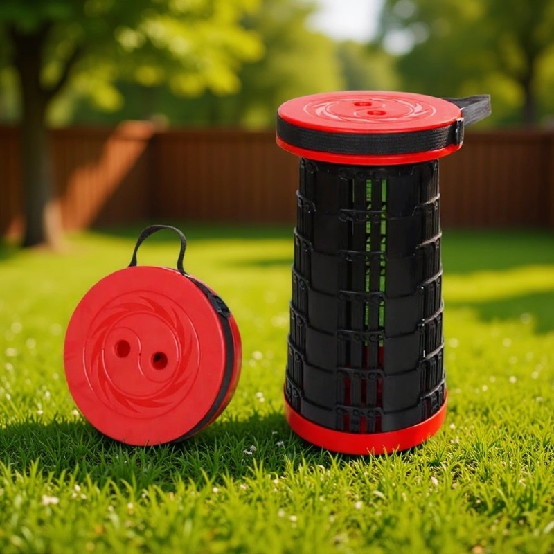 3-Buckle Folding Telescopic Stool for Outdoor Travel Queuing, Adjustable Rainbow Fishing Stool, Rainbow Folding