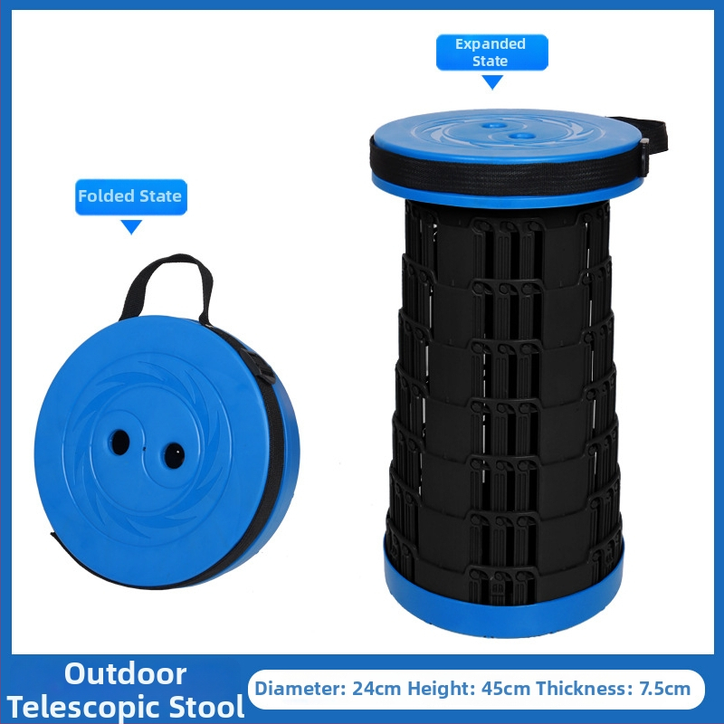 3-Buckle Folding Telescopic Stool for Outdoor Travel Queuing, Adjustable Rainbow Fishing Stool, Rainbow Folding