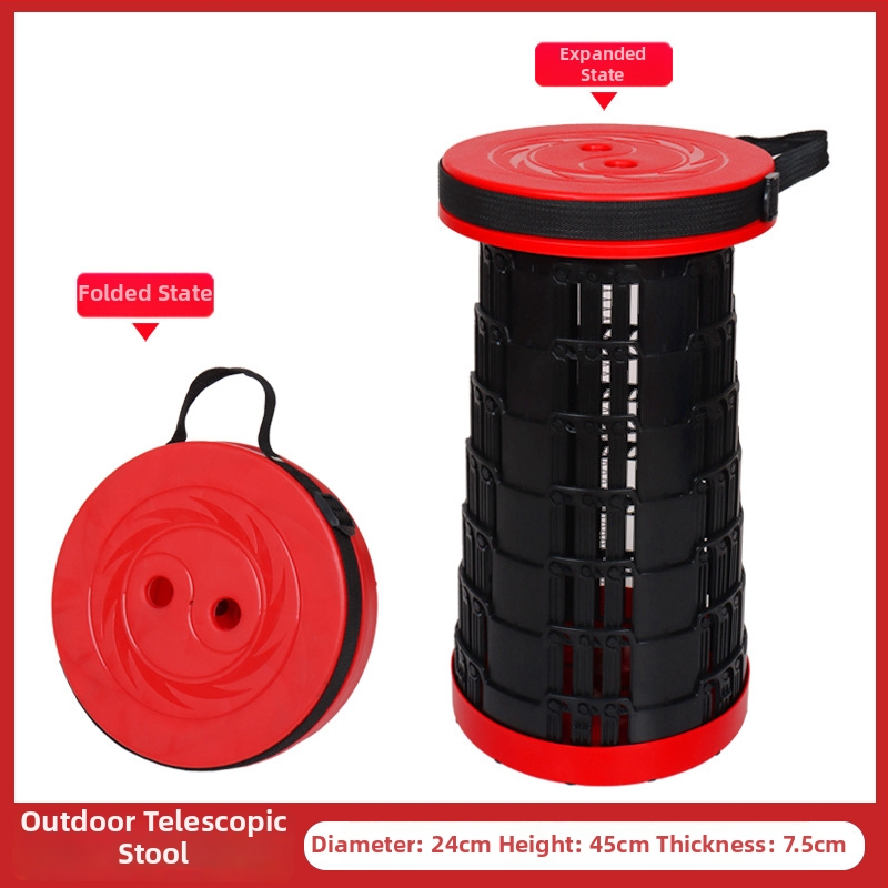 3-Buckle Folding Telescopic Stool for Outdoor Travel Queuing, Adjustable Rainbow Fishing Stool, Rainbow Folding