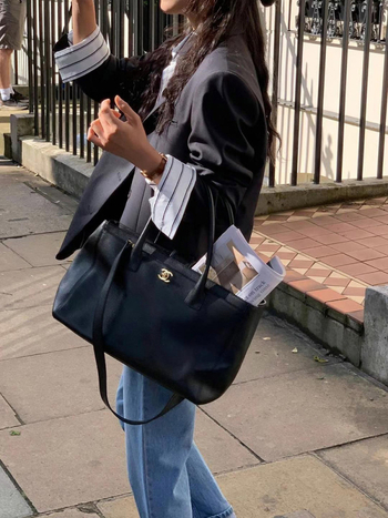 Ženski set s blejzerom i širokim hlačama do poda, korejski casual stil