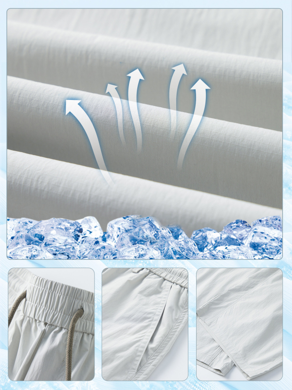 Мъжки Ice Silk летни панталони, тънки и свободно широки, бързосъхнещи спортни панталони с широки крака