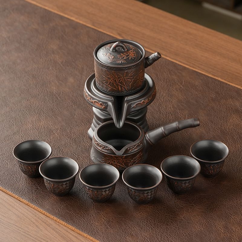 Automatski set čaja od ljubičaste gline za kućnu upotrebu, Gongfu šalice za čaj, čajnik, kamen mljevenje za pripremu čaja, poklon set