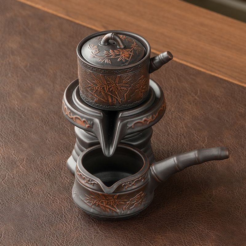 Automatski set čaja od ljubičaste gline za kućnu upotrebu, Gongfu šalice za čaj, čajnik, kamen mljevenje za pripremu čaja, poklon set
