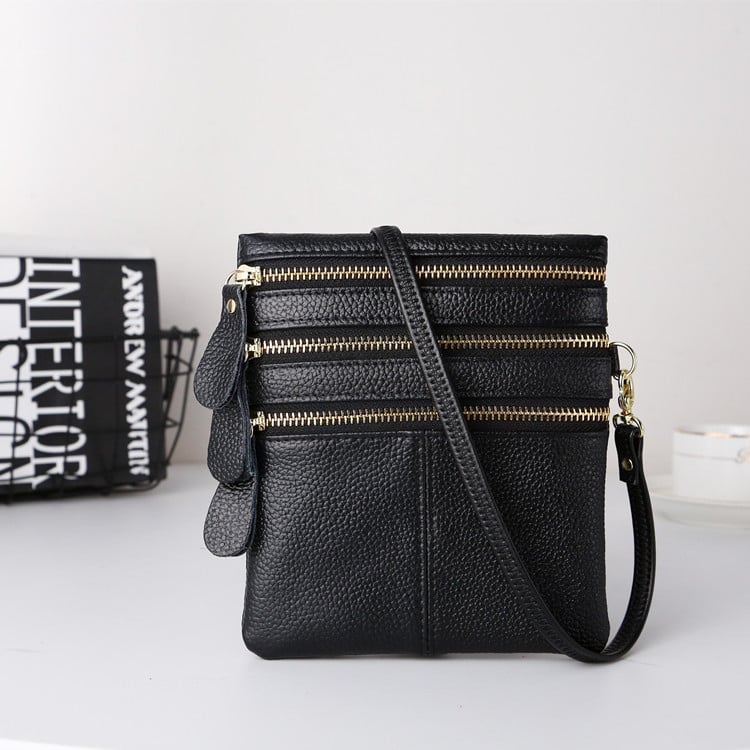 Geantă de umăr din piele naturală pentru femei, portofel și buzunar pentru telefon, crossbody creativă