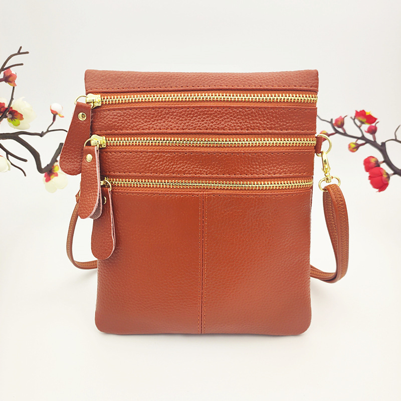 Geantă de umăr din piele naturală pentru femei, portofel și buzunar pentru telefon, crossbody creativă