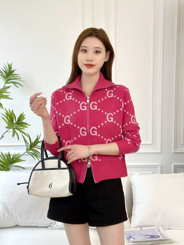 Kardigan s patentnim zatvaračem, stojeći ovratnik, jacquard pletenina, kratka verzija, elegantan i svestran
