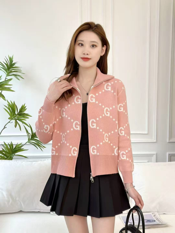 Kardigan s patentnim zatvaračem, stojeći ovratnik, jacquard pletenina, kratka verzija, elegantan i svestran