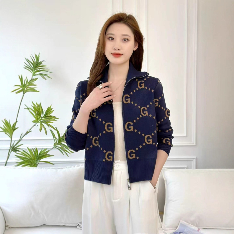 Kardigan s patentnim zatvaračem, stojeći ovratnik, jacquard pletenina, kratka verzija, elegantan i svestran