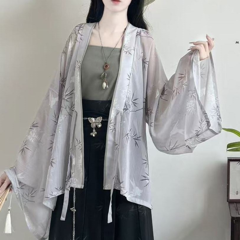 Ženski Hanfu set u novom kineskom stilu, plisirana bluza s floralnim printom, za ljeto i svakodnevnu upotrebu