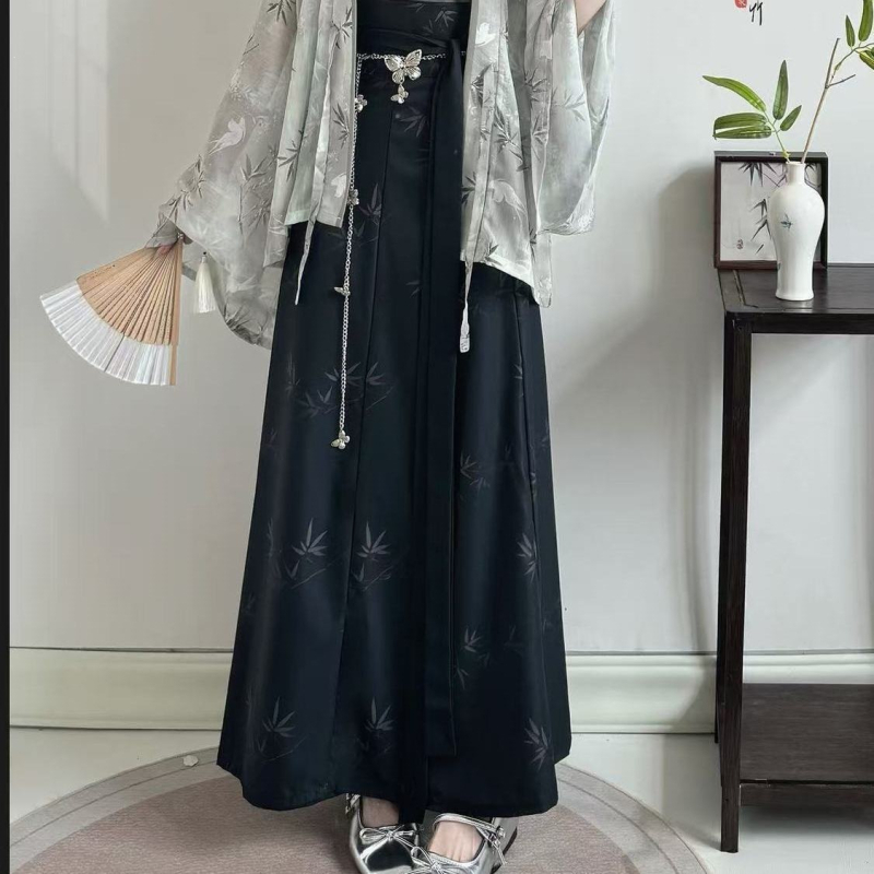 Ženski Hanfu set u novom kineskom stilu, plisirana bluza s floralnim printom, za ljeto i svakodnevnu upotrebu