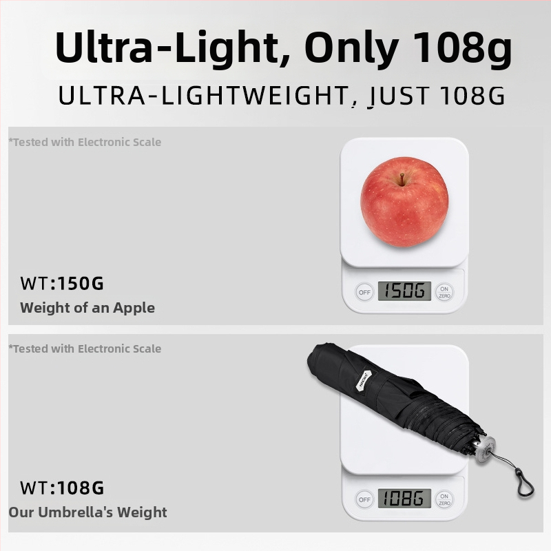 Parachase ultra-light mini kišobran od karbonskih vlakana uz UV zaštitu, crni premaz, prijenosni džepni kišobran za sunce i kišu