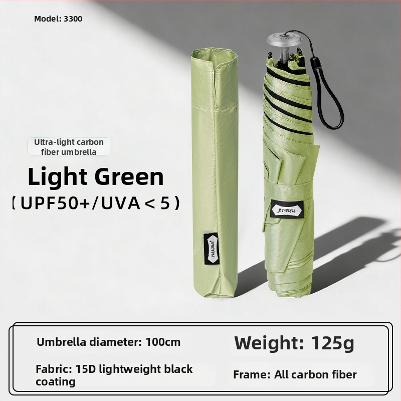 Parachase ultra-light mini kišobran od karbonskih vlakana uz UV zaštitu, crni premaz, prijenosni džepni kišobran za sunce i kišu