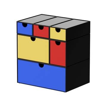 Stolna kutija za pohranu s mogućnošću slaganja, ladice za papirnice i sitnice, Mondrian paleta boja