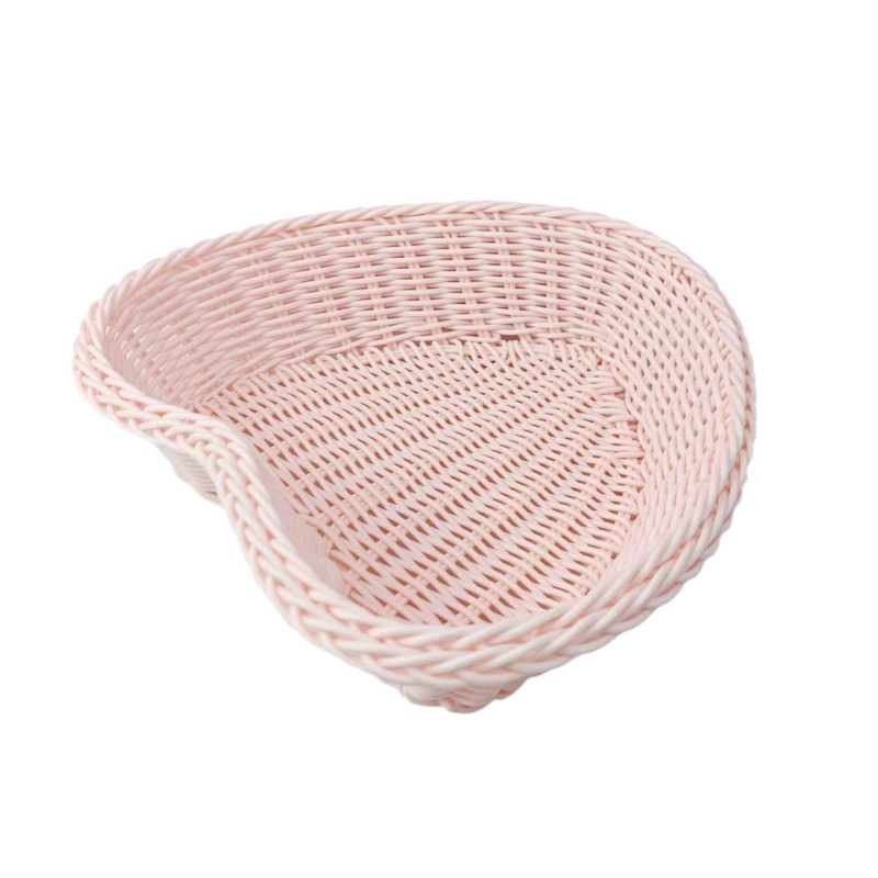 Plastična košarica za stolni organizator s pletenim ratanskim uzorkom, ružičasta macarón boja, rekvizit za fotografiju