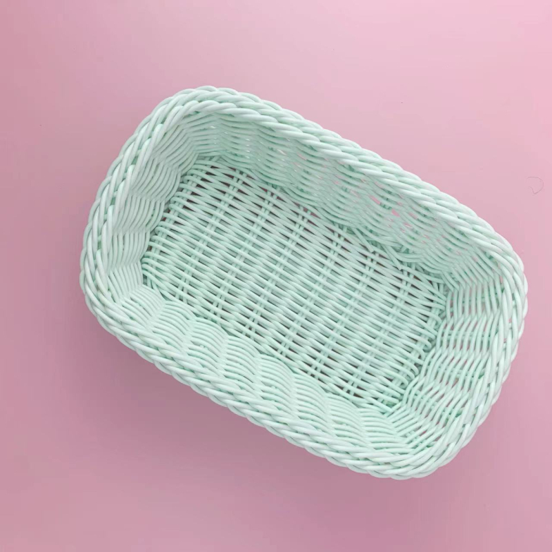 Plastična košarica za stolni organizator s pletenim ratanskim uzorkom, ružičasta macarón boja, rekvizit za fotografiju