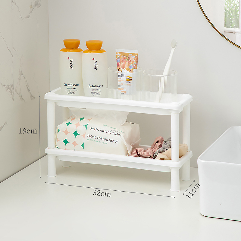 Mini plastični kupaonski regal, 3-etažni stolni organizator za kozmetiku i maske, bez bušenja