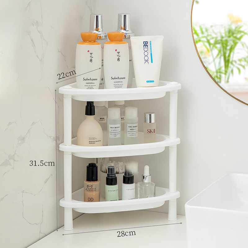 Mini plastični kupaonski regal, 3-etažni stolni organizator za kozmetiku i maske, bez bušenja