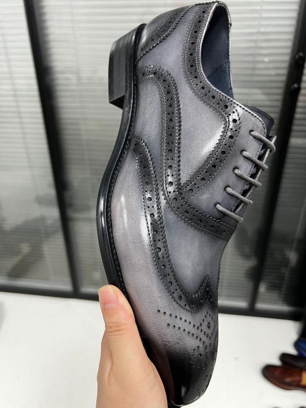 Pantofi pentru bărbați din piele, brogue în stil britanic, pantofi formali pentru nuntă, modă retro-casual, mărimi mari