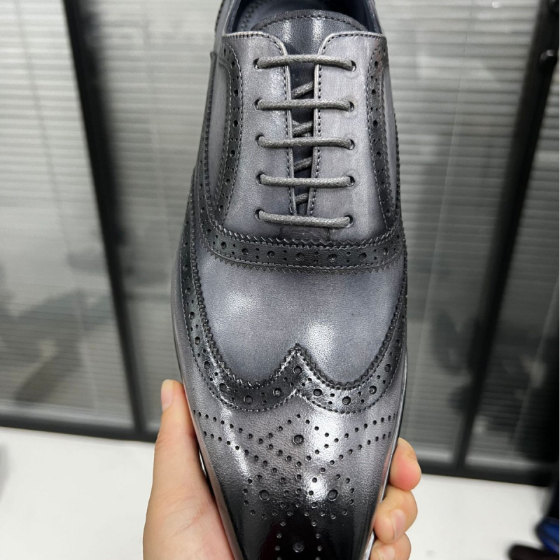 Pantofi pentru bărbați din piele, brogue în stil britanic, pantofi formali pentru nuntă, modă retro-casual, mărimi mari