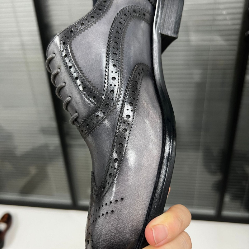 Pantofi pentru bărbați din piele, brogue în stil britanic, pantofi formali pentru nuntă, modă retro-casual, mărimi mari