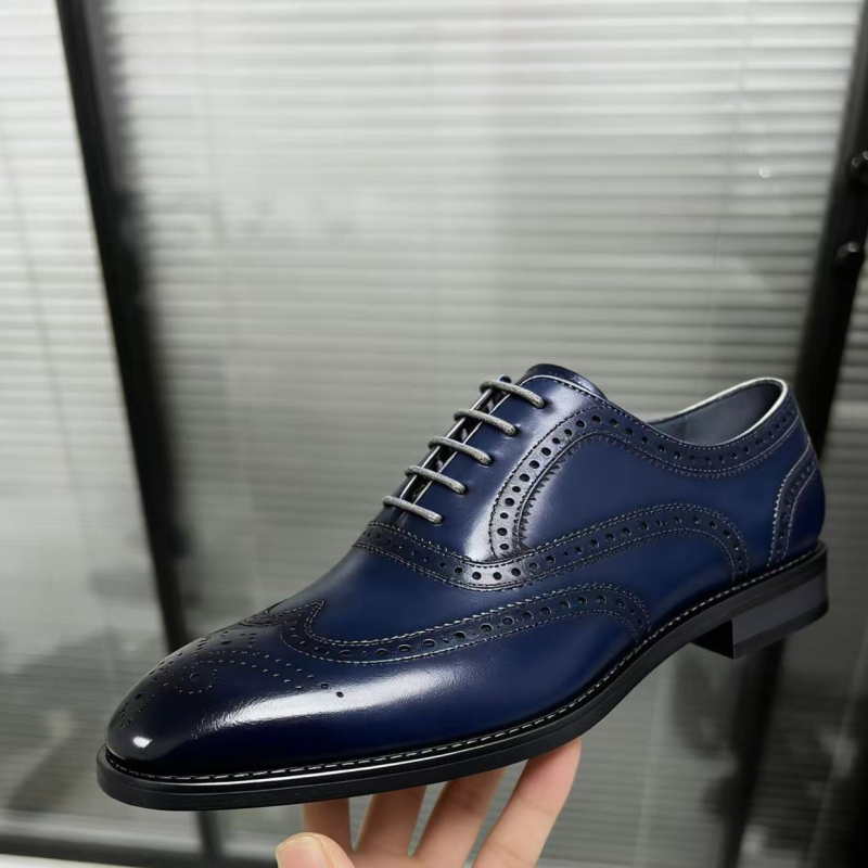 Pantofi pentru bărbați din piele, brogue în stil britanic, pantofi formali pentru nuntă, modă retro-casual, mărimi mari