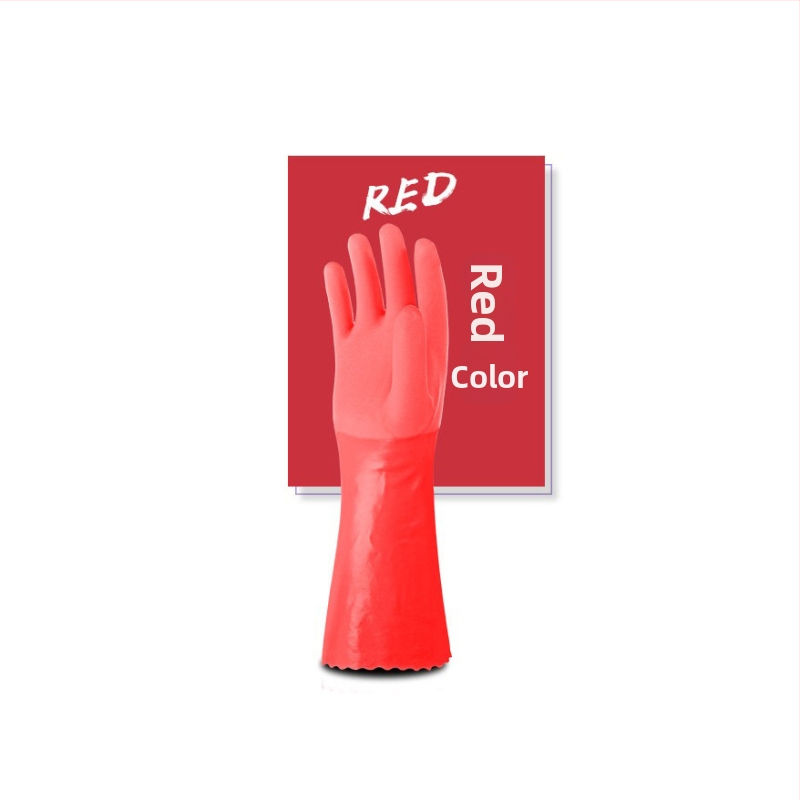 Xuelei 997 Vastag PVC kesztyű fleece béléses, meleg háztartási kesztyű edénymosáshoz, piros és lila