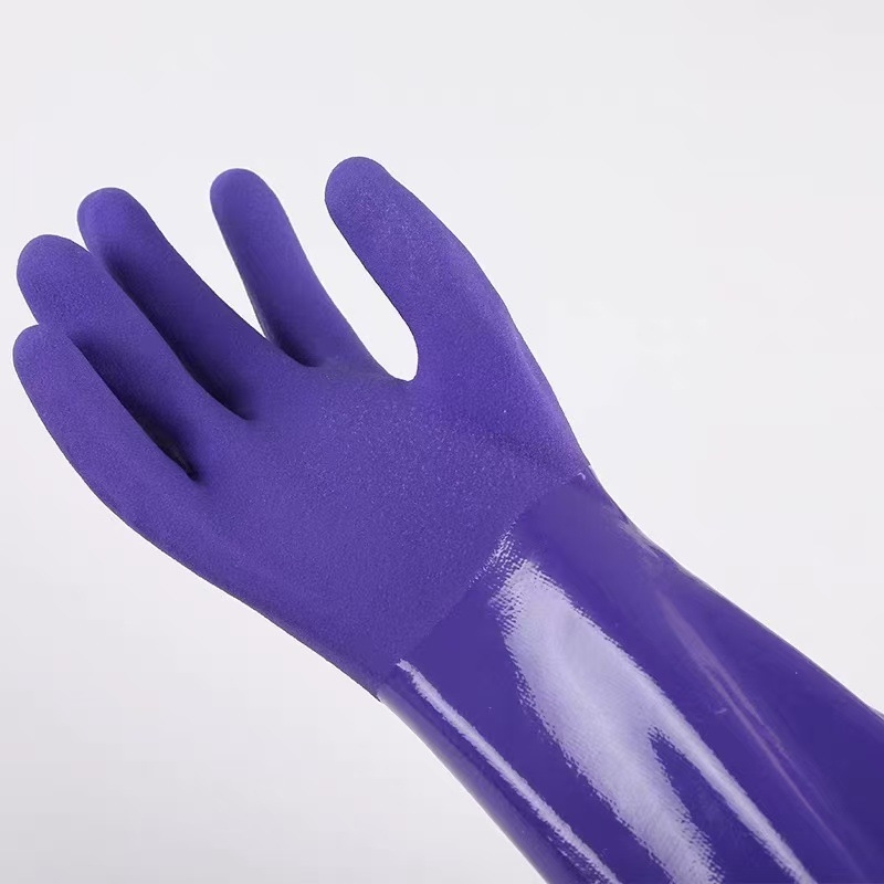 Xuelei 997 Vastag PVC kesztyű fleece béléses, meleg háztartási kesztyű edénymosáshoz, piros és lila