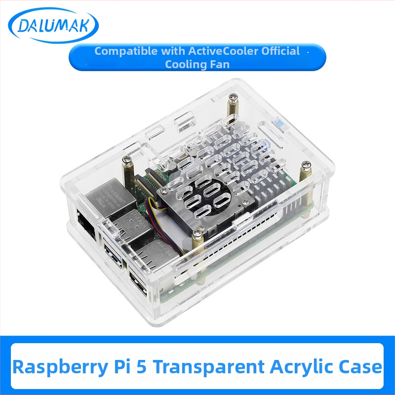 Ακρυλικό περίβλημα ψύξης για Raspberry Pi 5ης γενιάς, συμβατό με Active Cooler ψύκτρα
