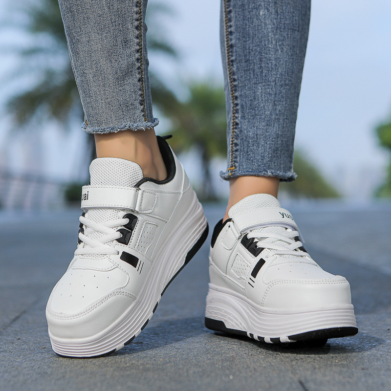 Pantofi de patinaj cu patru role pentru copii, unisex, versiune îmbunătățită cu frâne retractabile
