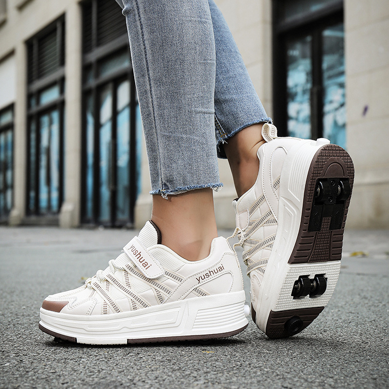 Pantofi de patinaj cu patru role pentru copii, unisex, versiune îmbunătățită cu frâne retractabile