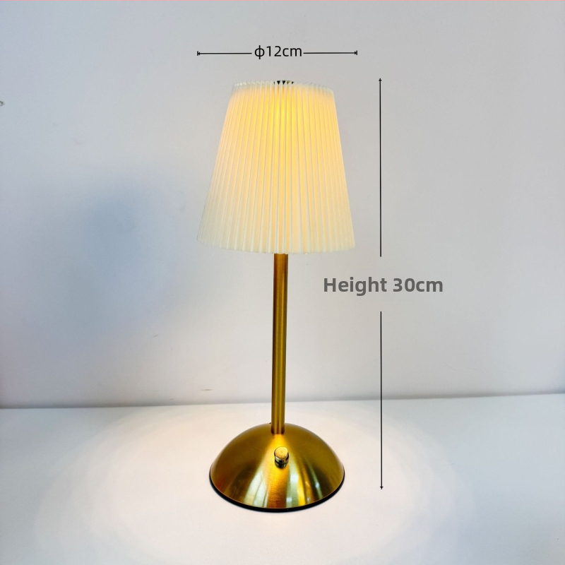Moderná minimalistická skladaná látková stolová lampa s kovovou základňou, ideálna do spálne, obývačky alebo baru; nabíjateľné dotykové nočné svetlo s ambientným osvetlením.