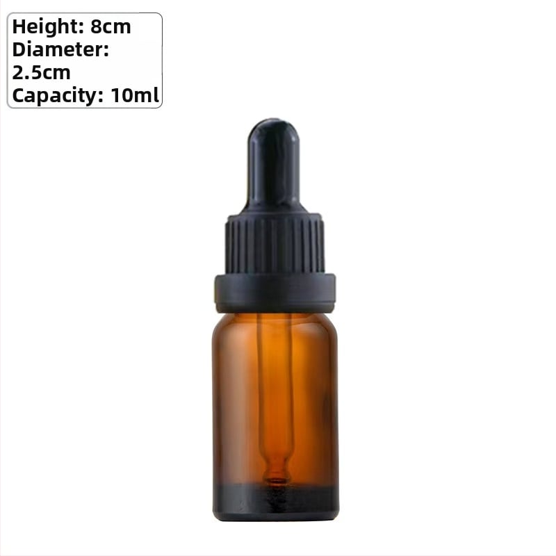 10 ml-es borostyánszínű üveg pipettával illóolajokhoz, mintákhoz és kozmetikumokhoz