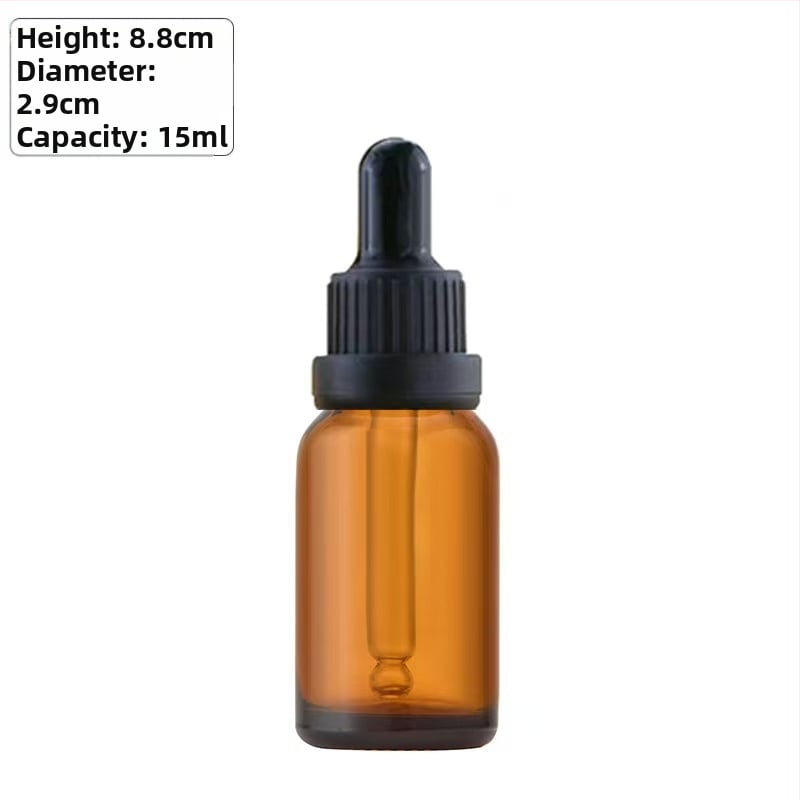 10 ml-es borostyánszínű üveg pipettával illóolajokhoz, mintákhoz és kozmetikumokhoz