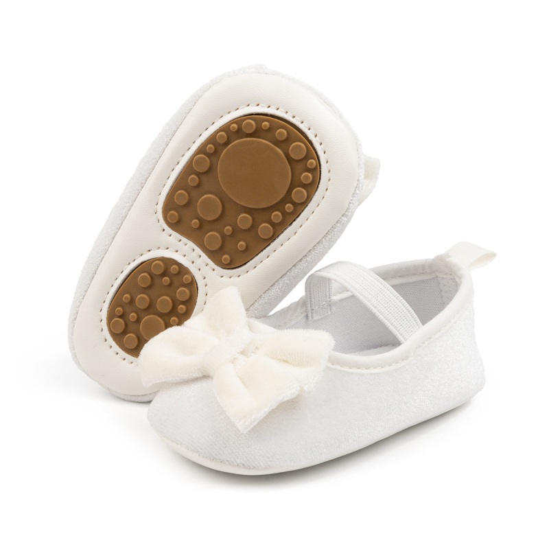 Pantofi de bebeluș cu funda de catifea, stil prințesă, talpă moale, pentru 0–1 ani, primăvară