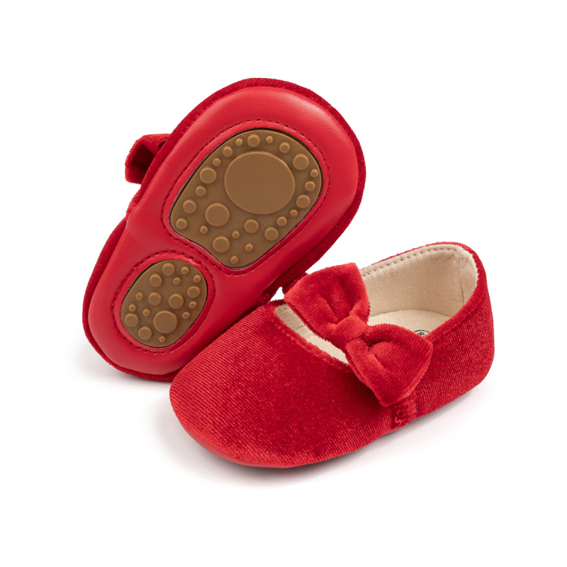 Pantofi de bebeluș cu funda de catifea, stil prințesă, talpă moale, pentru 0–1 ani, primăvară