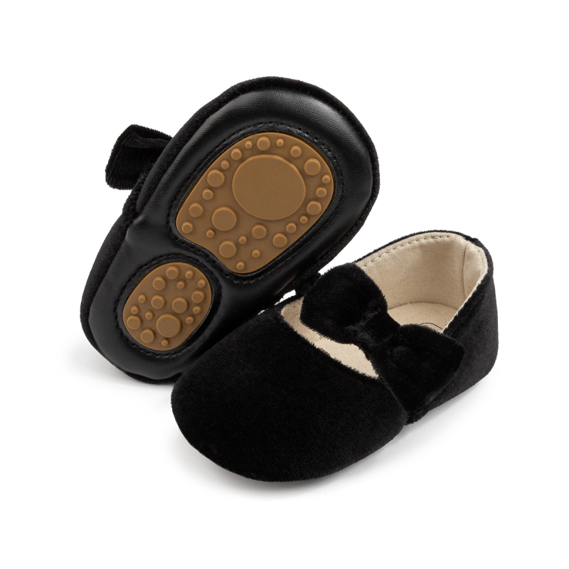Pantofi de bebeluș cu funda de catifea, stil prințesă, talpă moale, pentru 0–1 ani, primăvară
