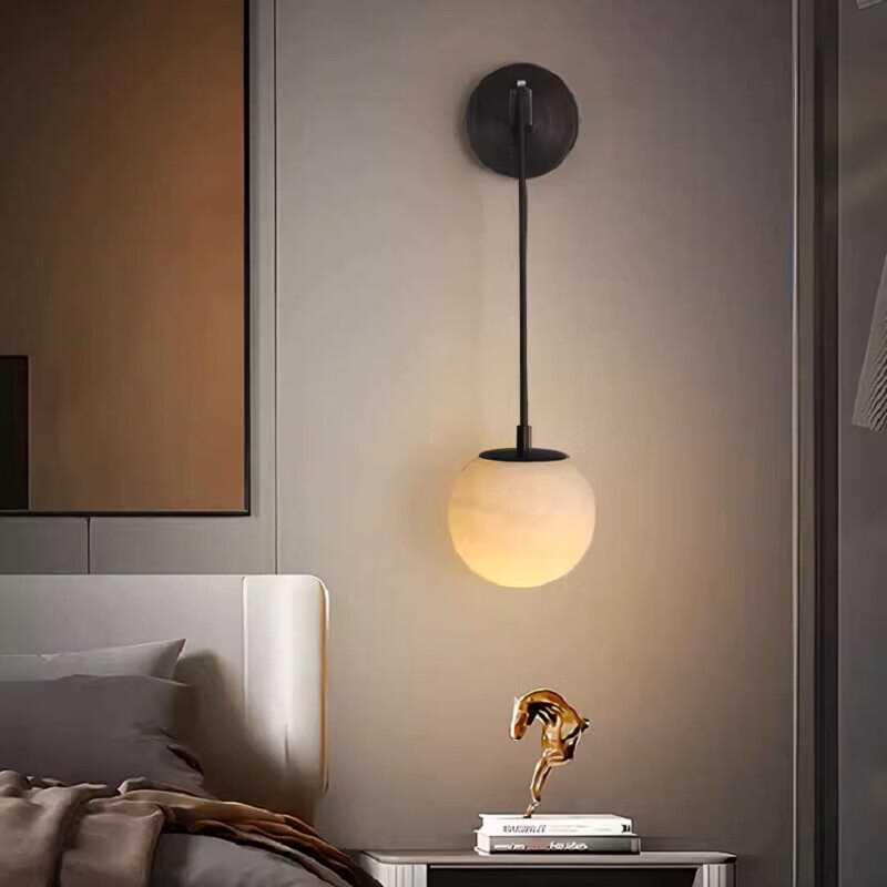 Zidna lampa od bakra i mramora – dizajnersko osvjetljenje za modernu spavaću sobu, luksuz