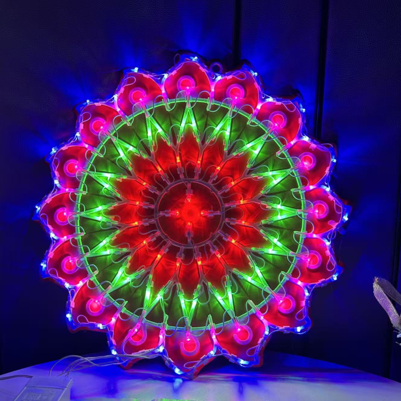 LED πολύχρωμα φώτα, λάμπα παγώνι με βάση, διακοσμητικό Χριστουγέννων σε σχήμα καρδιάς με ηλίανθο και πέντε αστέρια, για οικία και βιτρίνα καταστήματος