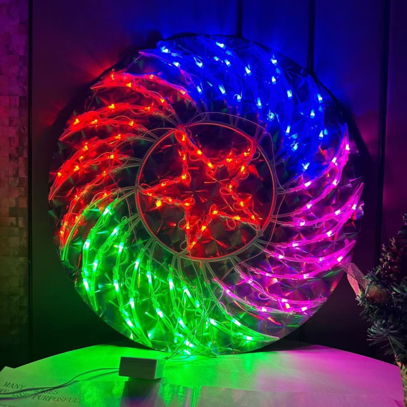 LED πολύχρωμα φώτα, λάμπα παγώνι με βάση, διακοσμητικό Χριστουγέννων σε σχήμα καρδιάς με ηλίανθο και πέντε αστέρια, για οικία και βιτρίνα καταστήματος