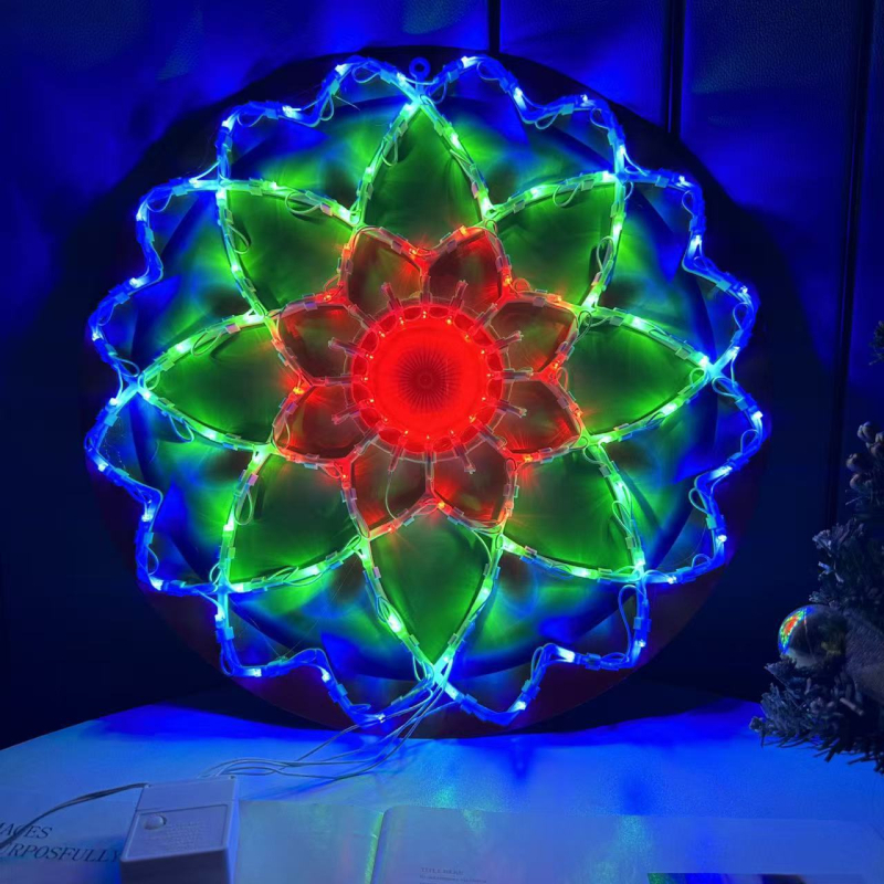 LED πολύχρωμα φώτα, λάμπα παγώνι με βάση, διακοσμητικό Χριστουγέννων σε σχήμα καρδιάς με ηλίανθο και πέντε αστέρια, για οικία και βιτρίνα καταστήματος