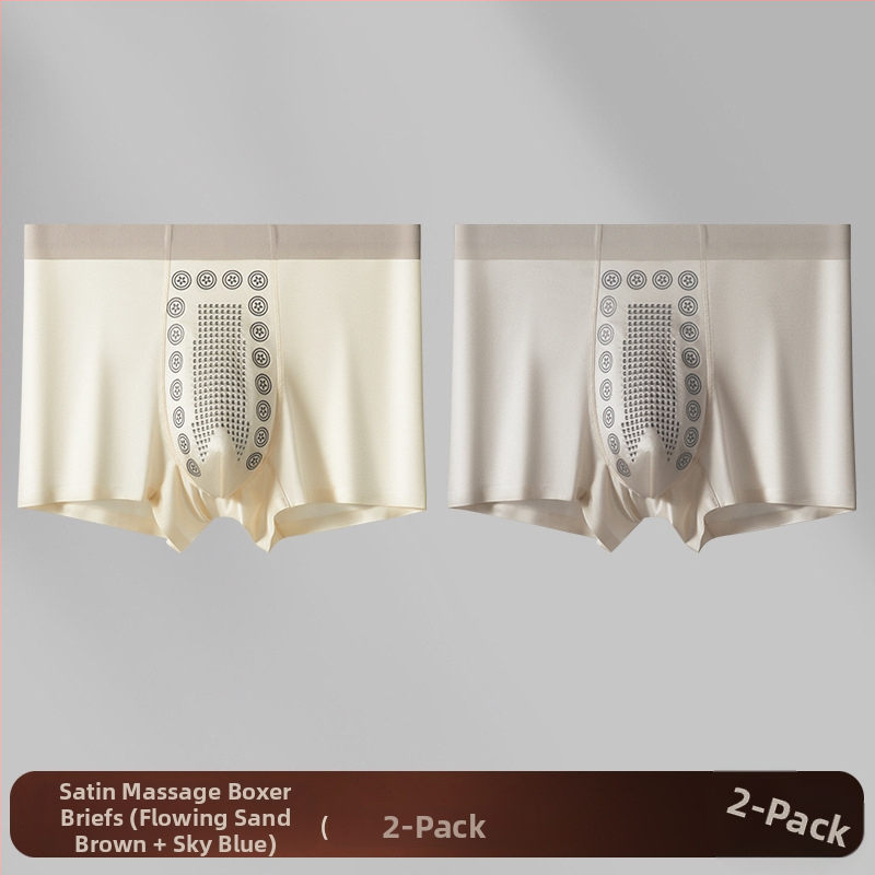 Ανδρικά εσώρουχα χωρίς ραφές από σατέν με Ice Silk και μεταξωτή επένδυση στην περιοχή, αντιβακτηριακά, διαπνέοντα, μεσαίο ύψος, μεγάλο μέγεθος