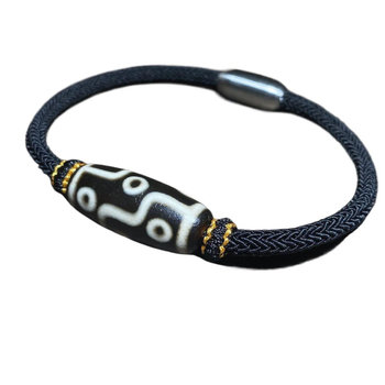 Brățară Dzi tibetană autentică cu nouă ochi, agată naturală din mină veche, unisex, lucrată manual