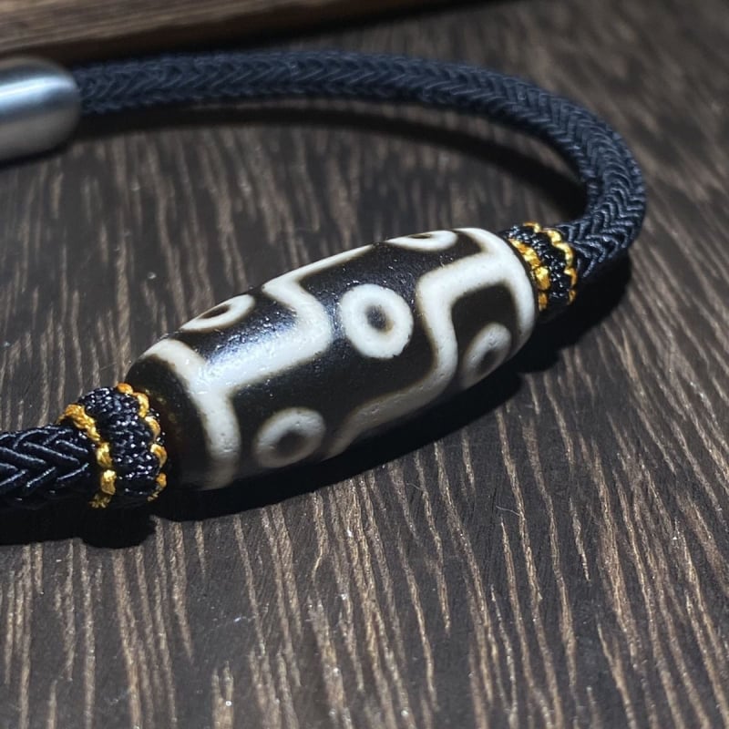 Brățară Dzi tibetană autentică cu nouă ochi, agată naturală din mină veche, unisex, lucrată manual