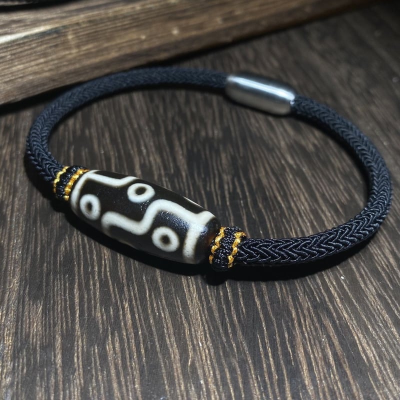 Brățară Dzi tibetană autentică cu nouă ochi, agată naturală din mină veche, unisex, lucrată manual