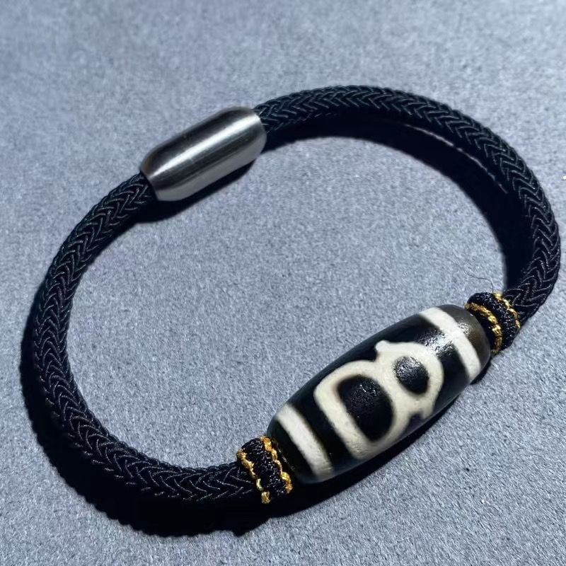 Brățară Dzi tibetană autentică cu nouă ochi, agată naturală din mină veche, unisex, lucrată manual