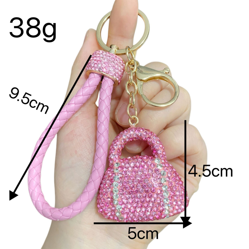 3D dvostrano mini torbica ključa s dijamantnim ukrasom, pleteni kristalni konac, elegantan dodatak za torbicu