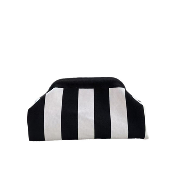Geantă clutch pentru femei, tricotată, cu dungă, geantă de makeup țesută, compactă