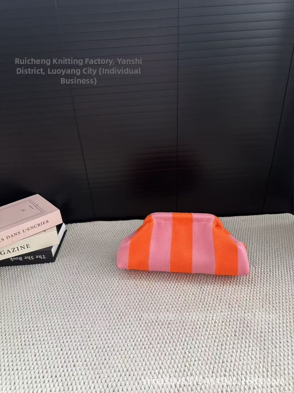 Geantă clutch pentru femei, tricotată, cu dungă, geantă de makeup țesută, compactă