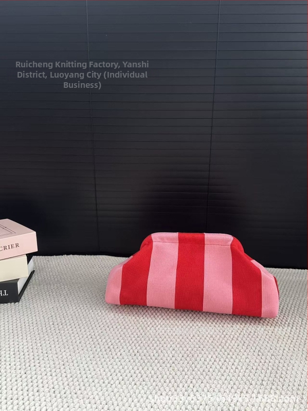 Geantă clutch pentru femei, tricotată, cu dungă, geantă de makeup țesută, compactă